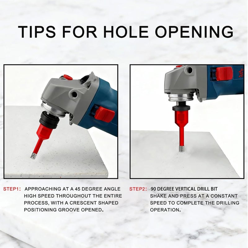 ONEGOTOOL 2pcs 1/4 Inch（6mm） Diamond Hole Saw Tile Masonry Core Drill bits for Porcelain Ceramic Concrete Granite Marble 5/8-11 Thread for Angle Grinders - Image 5